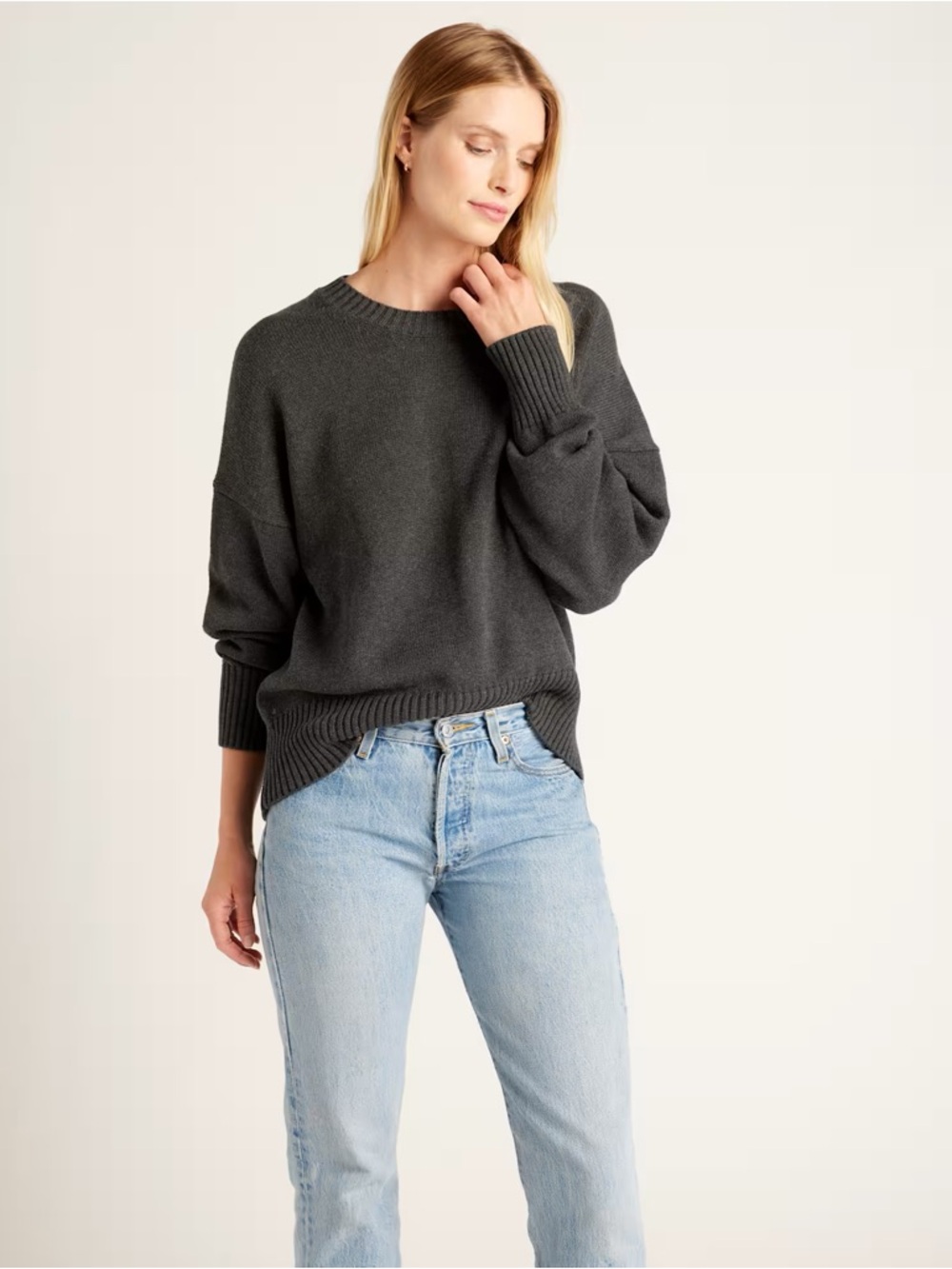 Quince Charcoal Crewneck Pullover - Picture 3 of 4